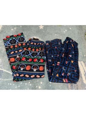 Kids Sports & Arcade Pattern Fleece Pajama Pants